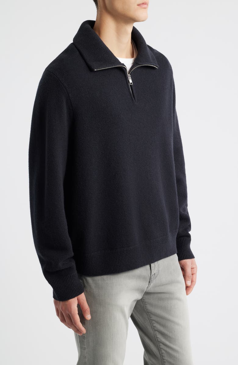 FRAME Half Zip Wool & Cotton Sweater, Alternate, color, Black