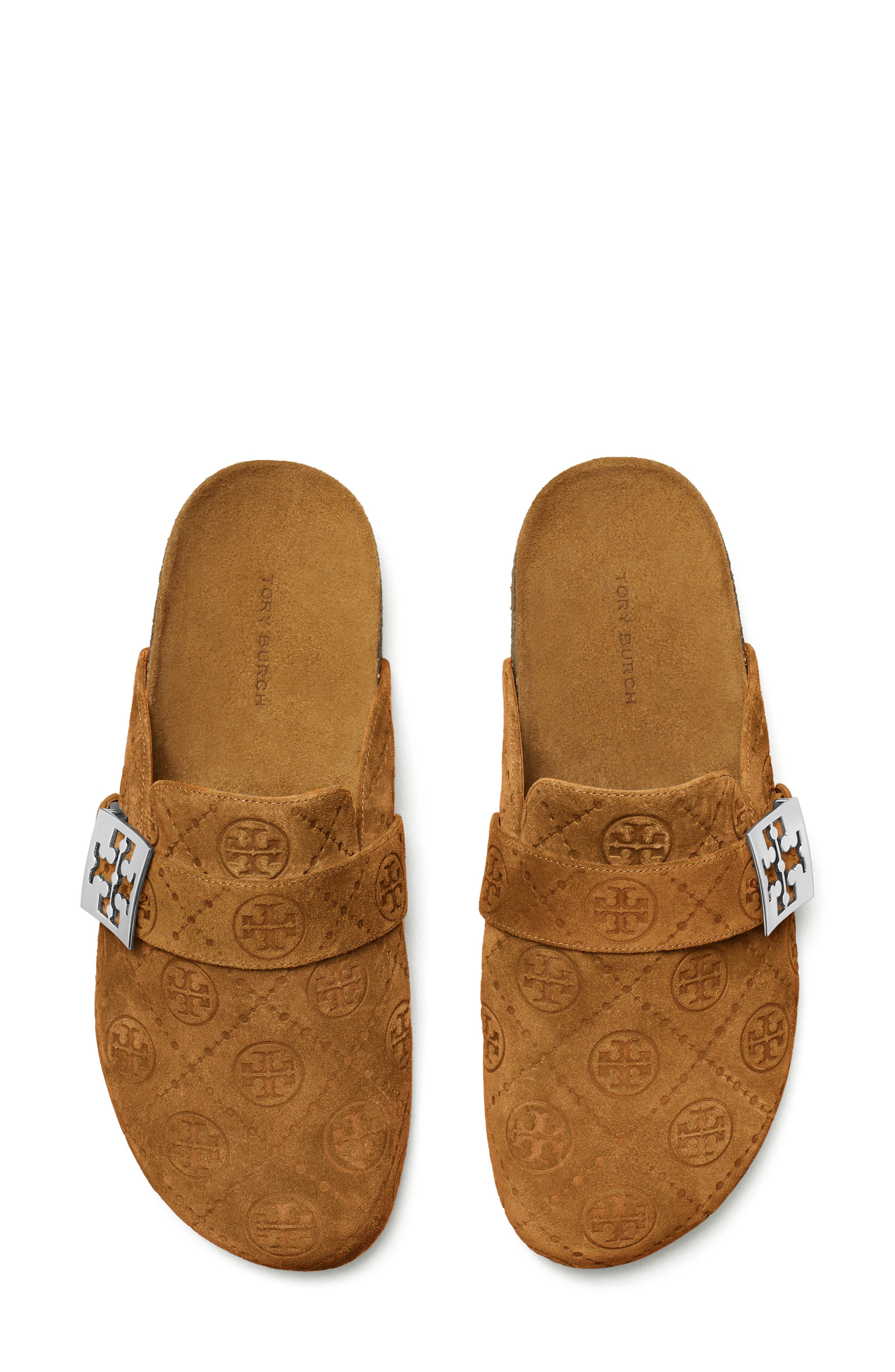 Tory Burch T Monogram Mellow Mule, Alternate, color, Golden Brown / Silver