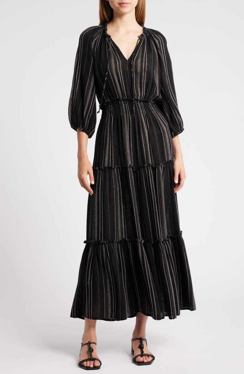 Rails Caterine Stripe Tiered Linen Blend Maxi Dress, Main, color, Balboa Stripe