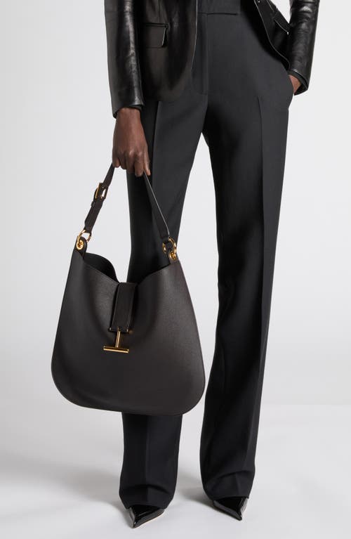 Tom Ford Large Tara Leather Hobo Bag In Brown