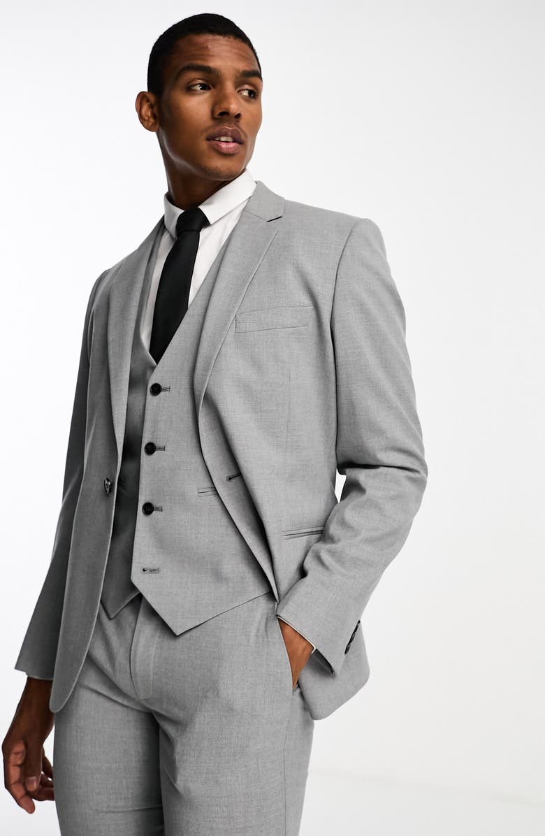 ASOS DESIGN Slim Fit Heathered Suit Jacket, Main, color, 