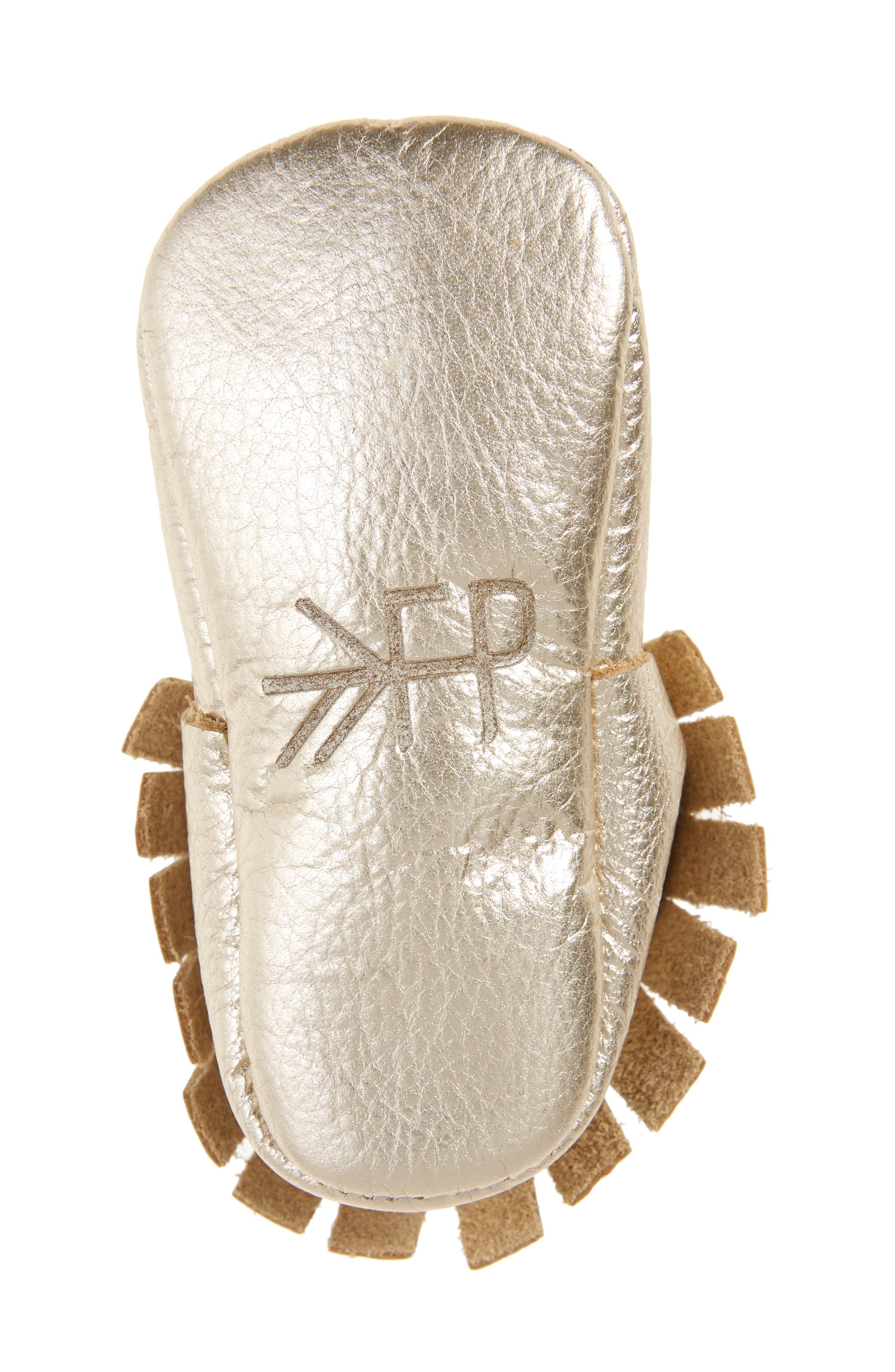 Metallic Fringe Moccasin, Alternate, color, PLATINUM