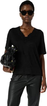 GERARD DAREL Maevanelle Embroidered V-Neck T-Shirt