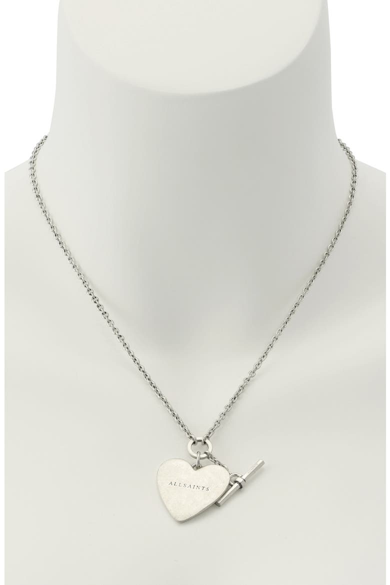 Heart Charm Chain Link Necklace, Alternate, color, WARM SILVER