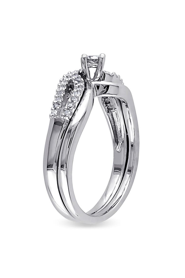 Diamond Bridal Ring Set Sterling Silver, Alternate, color, Sterling Silver