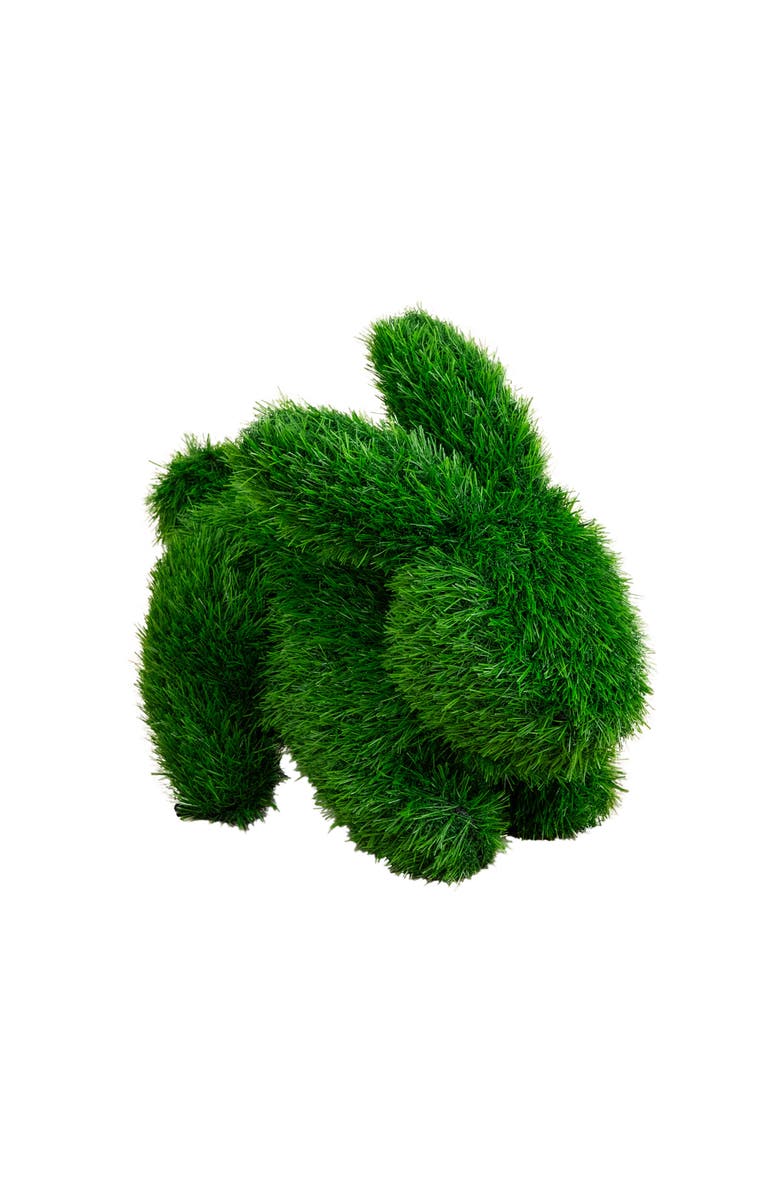 NEARLY NATURAL 13-in UV Resistant Artificial Grass Garden Plush Topiary Bunny Rabbit, Main, color, Green