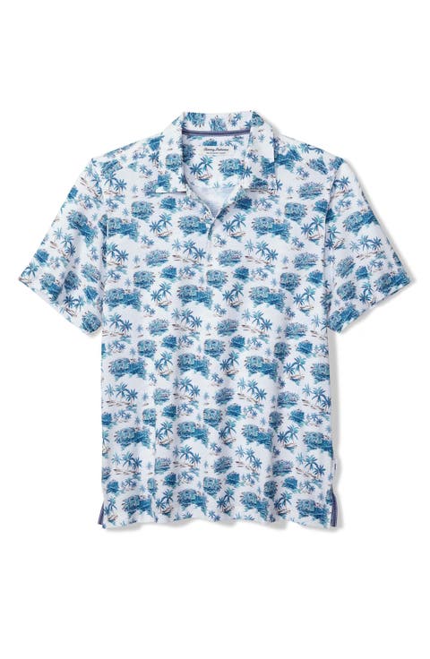 Bahama Coast Palm Scape IslandZone® Polo (Big & Tall)