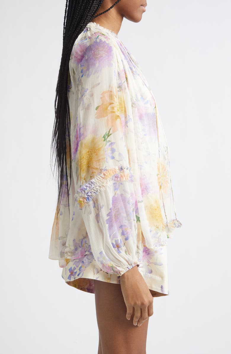 Zimmermann Luna Ruffle Billow Chiffon Top, Alternate, color, Cream Dahlia