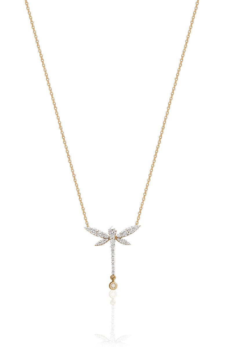 GABI RIELLE Mini Dragonfly CZ Pendant Necklace, Main, color, Gold
