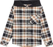 Dickies Kids' Hooded Plaid Cotton Flannel Shirt