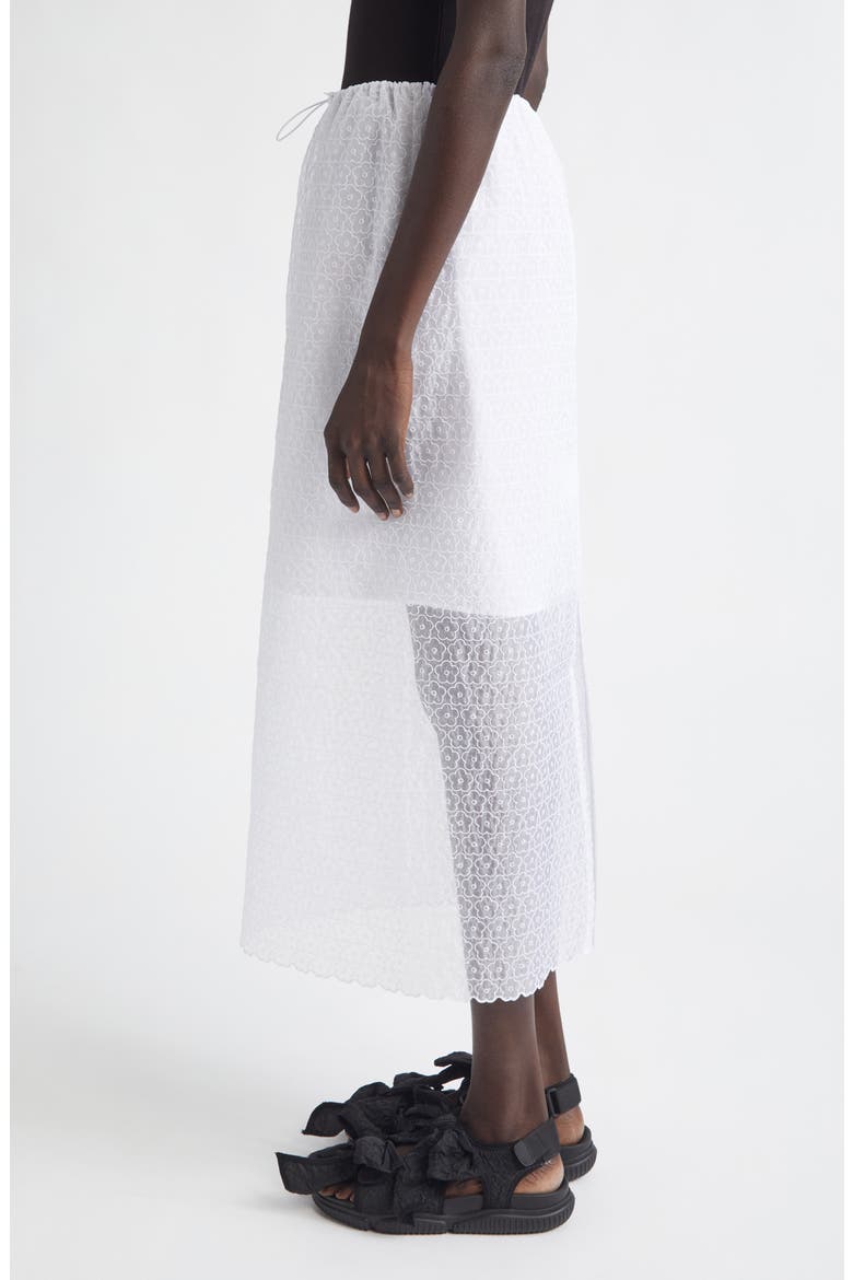 Donna Windflower Embroidered Organza Midi Skirt, Alternate, color, WHITE
