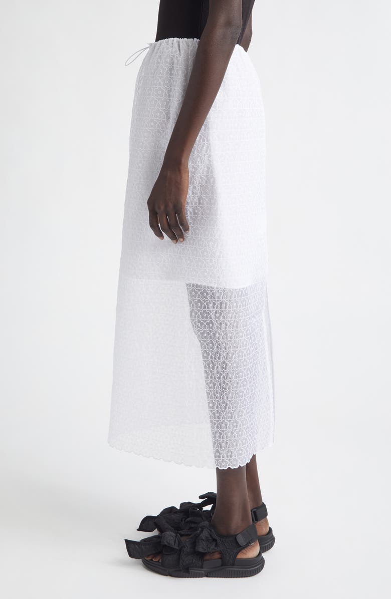 Cecilie Bahnsen Donna Windflower Embroidered Organza Midi Skirt, Alternate, color, White