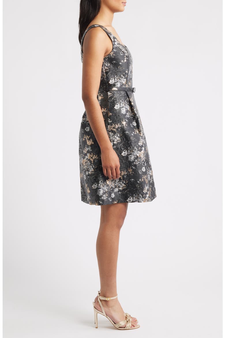 Metallic Belted Sleeveless Dress, Alternate, color, BLACK MULTI