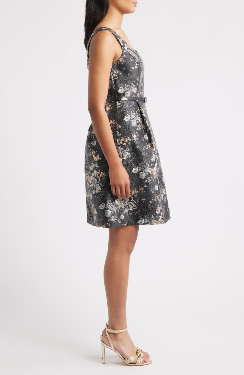 Julia Jordan Metallic Belted Sleeveless Dress, Alternate, color, Black Multi