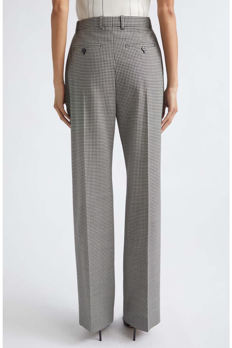 High Waist Plaid Wool Straight Leg Pants, Alternate, color, BLACK/IVORY
