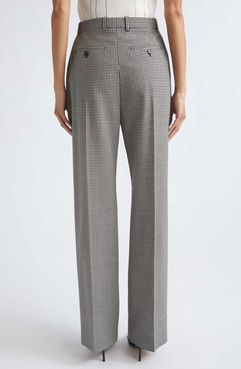 McQueen High Waist Plaid Wool Straight Leg Pants, Alternate, color, Black/Ivory