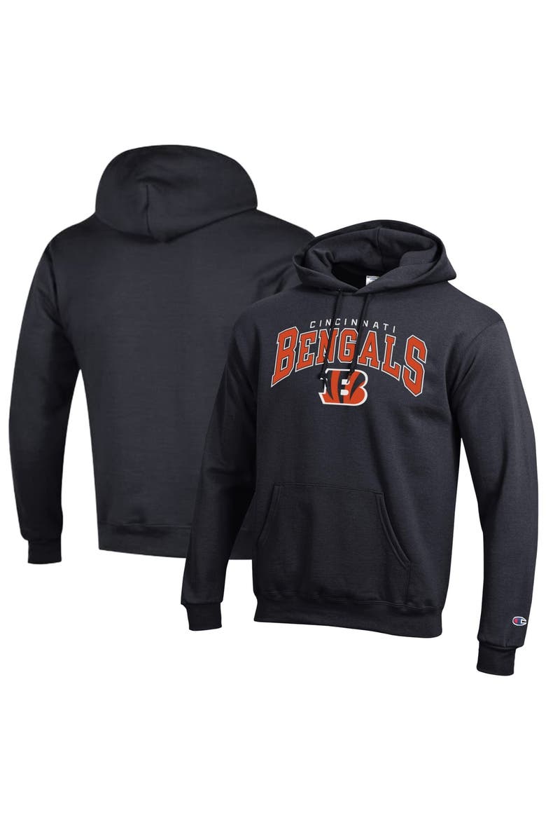 Men's Champion Black Cincinnati Bengals Powerblend Arch over Logo Hoodie, Main, color, Black
