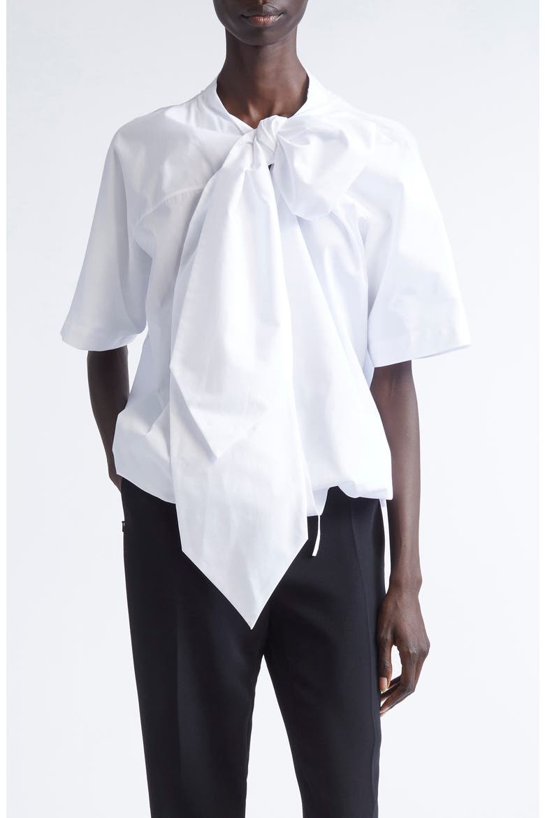 Curbin Bow Neck Cotton T-Shirt, Main, color, WHITE