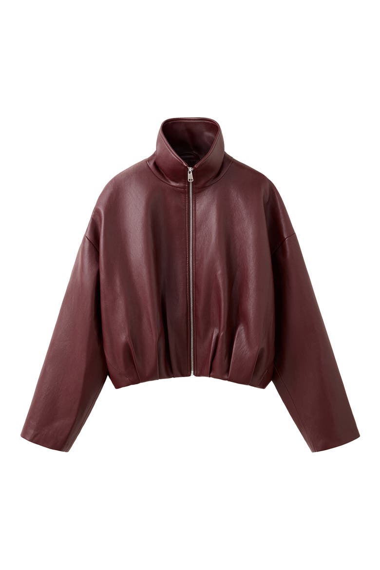 Faux Leather Funnel Neck Jacket, Main, color, MAROON