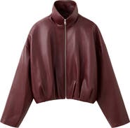 MANGO Faux Leather Funnel Neck Jacket