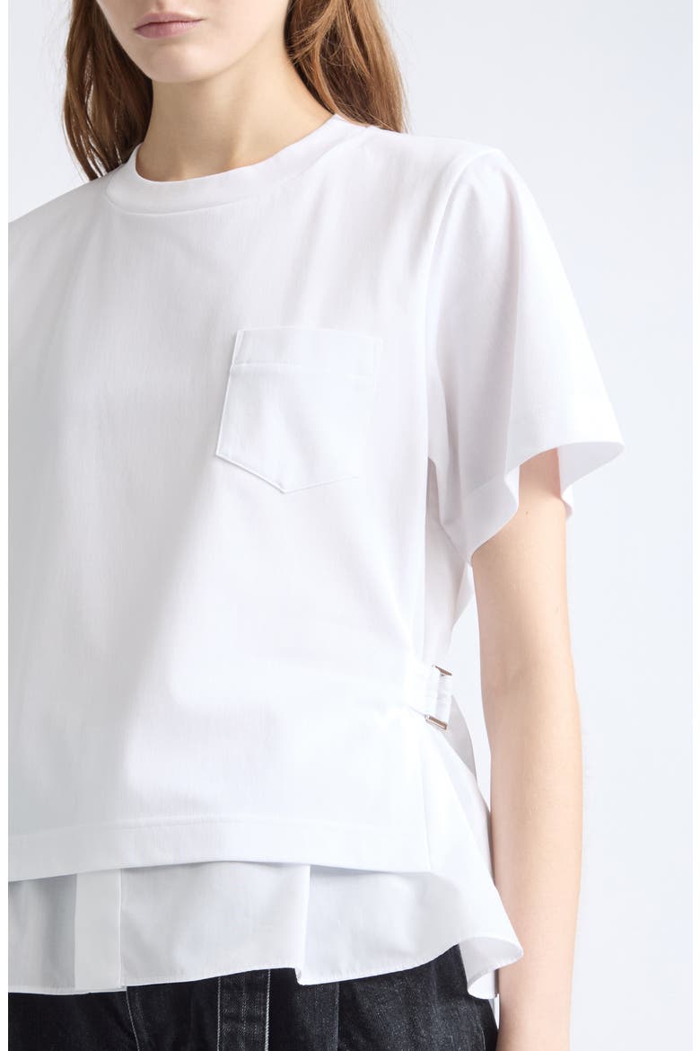 Poplin Mixed Cotton Jersey T-Shirt, Alternate, color, OFF WHITE