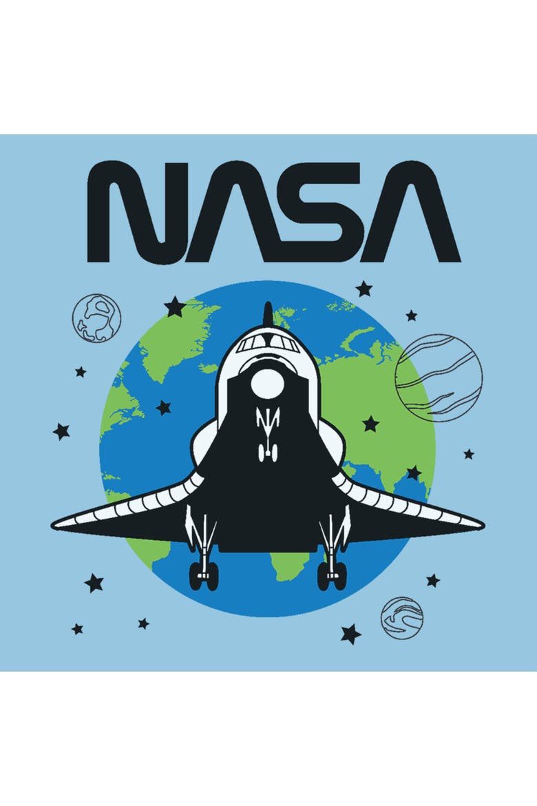 Boy's NASA Planet Earth Shuttle  Graphic T-Shirt, Alternate, color, Light Blue