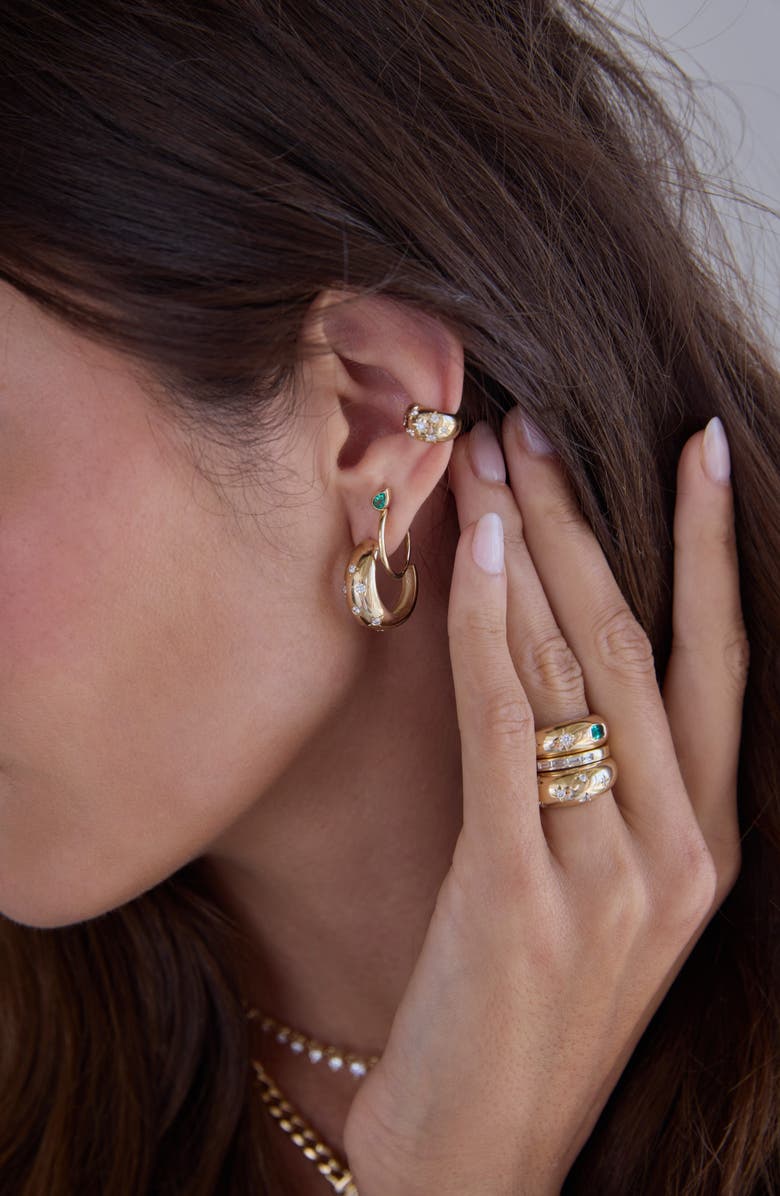 Zoë Chicco Medium Aura Diamond Hoop Earrings, Alternate, color, 14K Yellow Gold