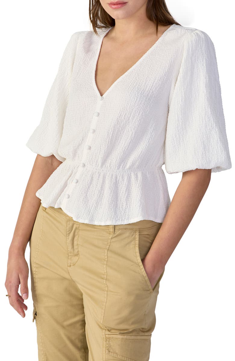 Sanctuary Textured Puff Sleeve Blouse, Main, color,
