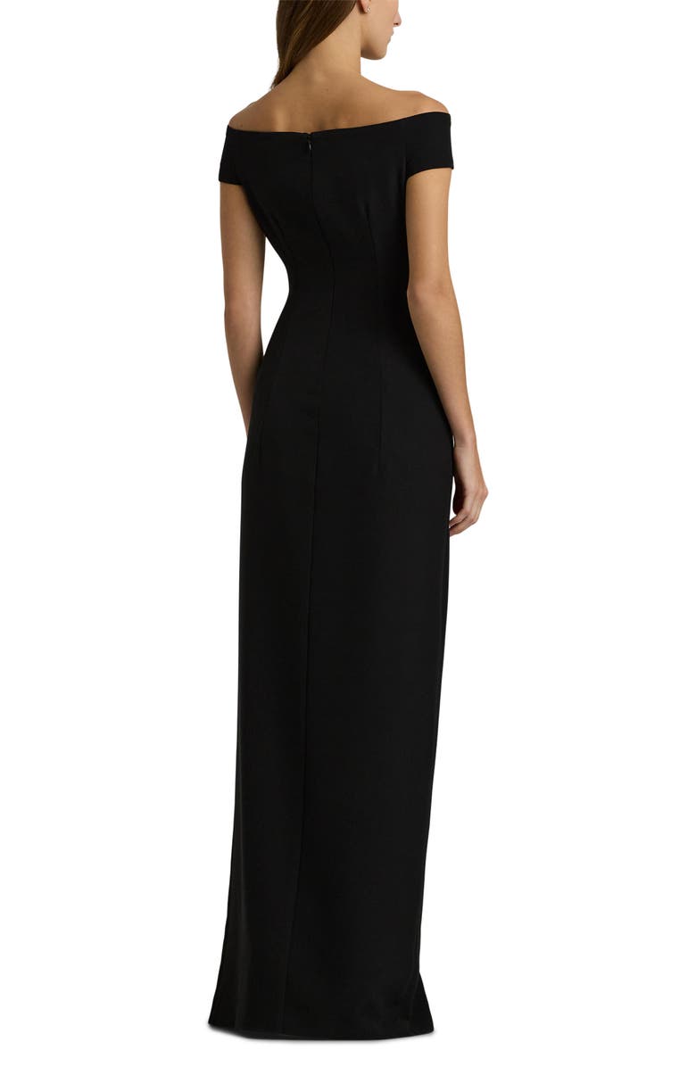 Ralph Lauren Off the Shoulder Cap Sleeve Crepe Gown, Alternate, color, 