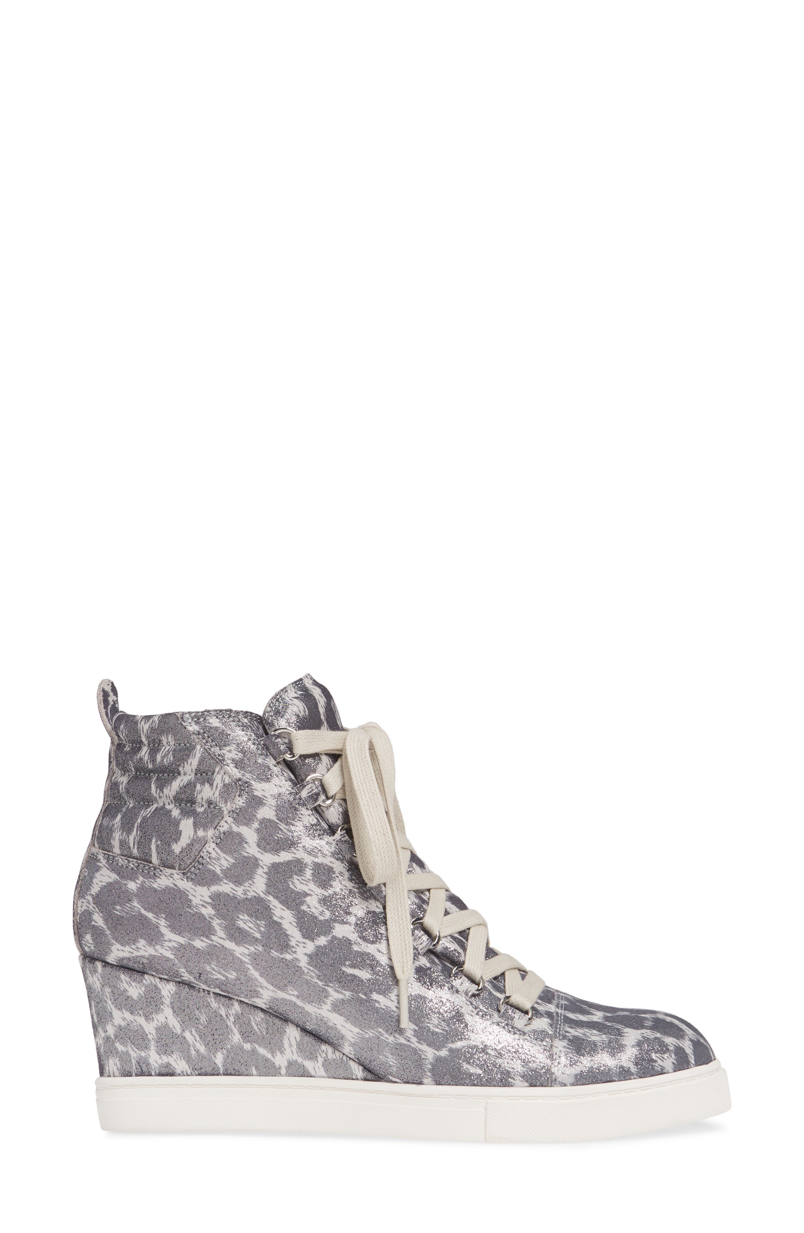 Linea Paolo Fenton Wedge Sneaker, Alternate, color, Silver Suede