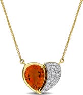 Julianna B. Gemstone & Diamond Heart Necklace 10K