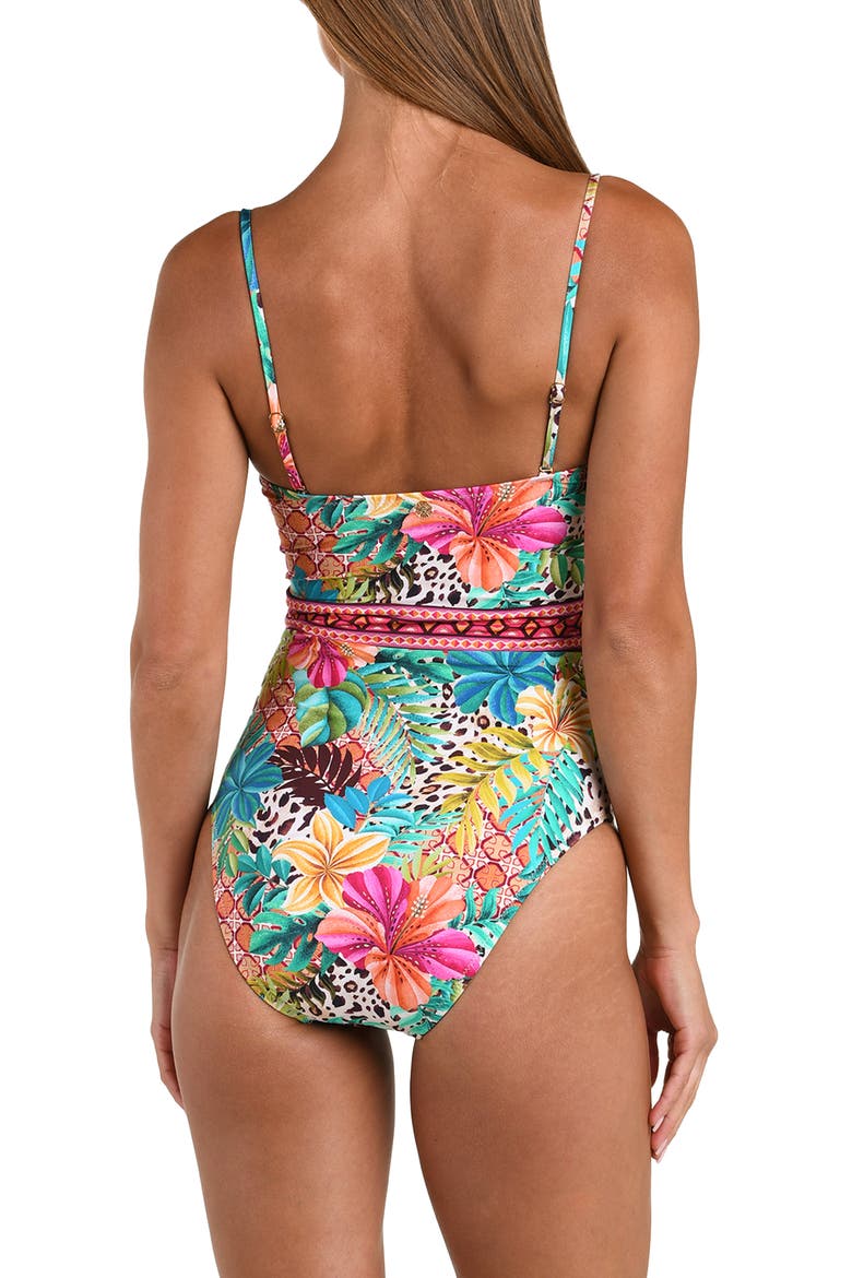 Paradise Heat Jewel Cutout One-Piece Swimsuit, Alternate, color, BLUE MULTI