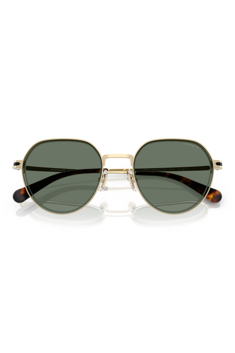 52mm Irregular Round Sunglasses, Alternate, color, SHINY LIGHT GOLD / GREEN SOLID