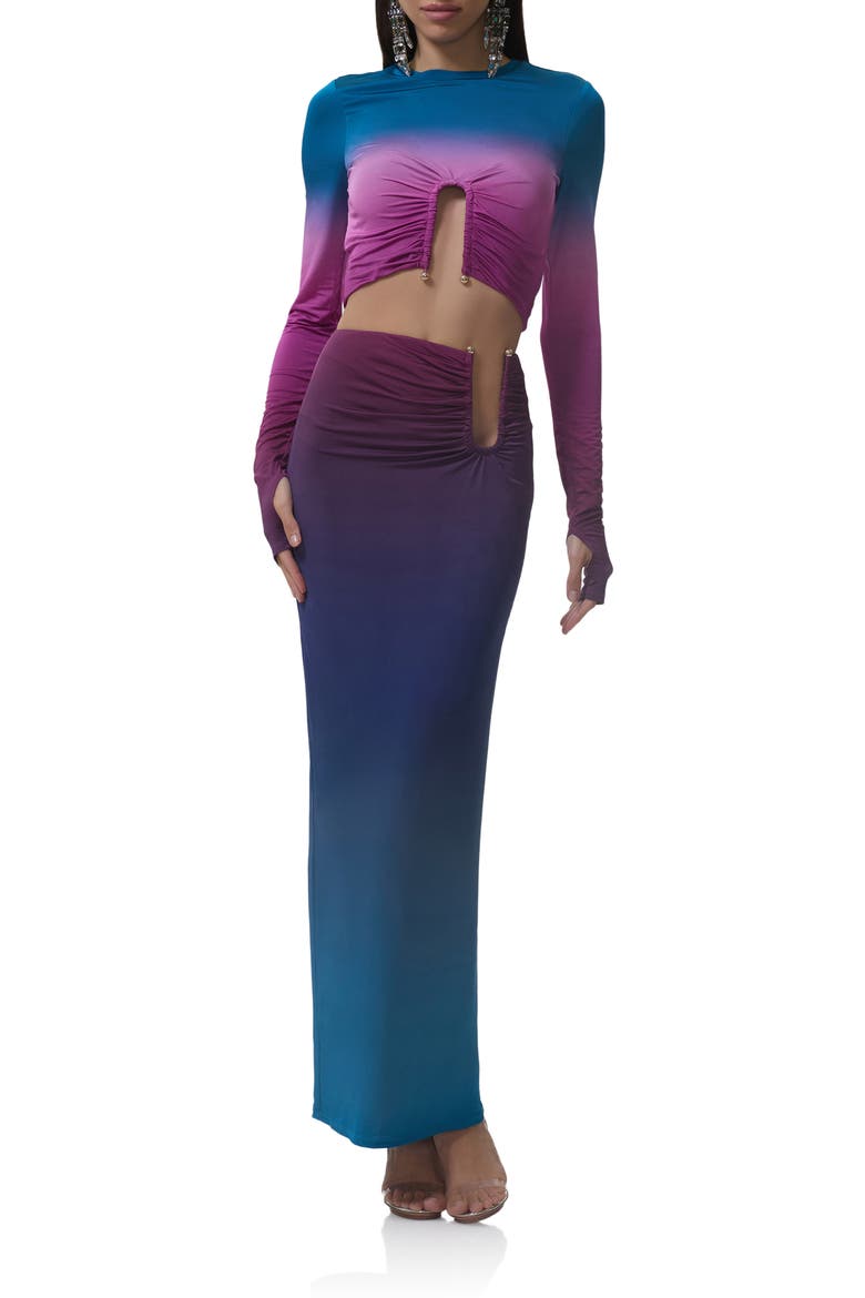 Aven Ombré Maxi Skirt, Alternate, color, MIDNIGHT OMBRE