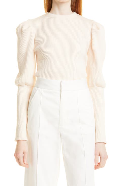 Levy Ribbed Bishop Sleeve Sweater