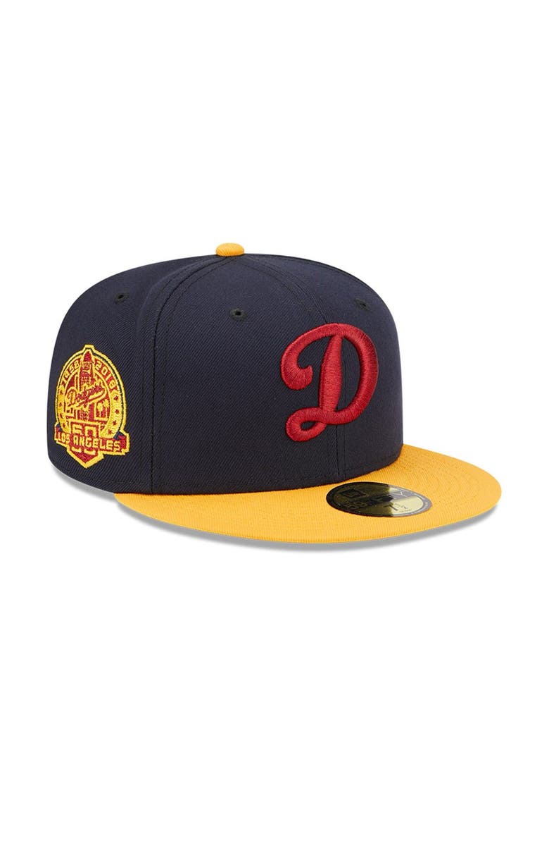 New Era Men's New Era Navy/Gold Los Angeles Dodgers 60th Anniversary Primary Logo 59FIFTY Fitted Hat, Main, color, 