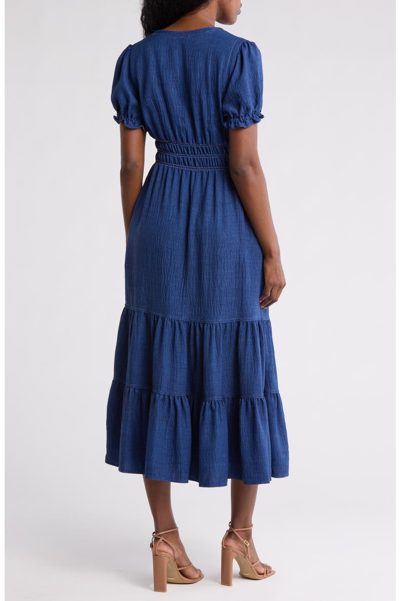 Tiered Crepe Maxi Dress, Alternate, color, HEATHER COBALT