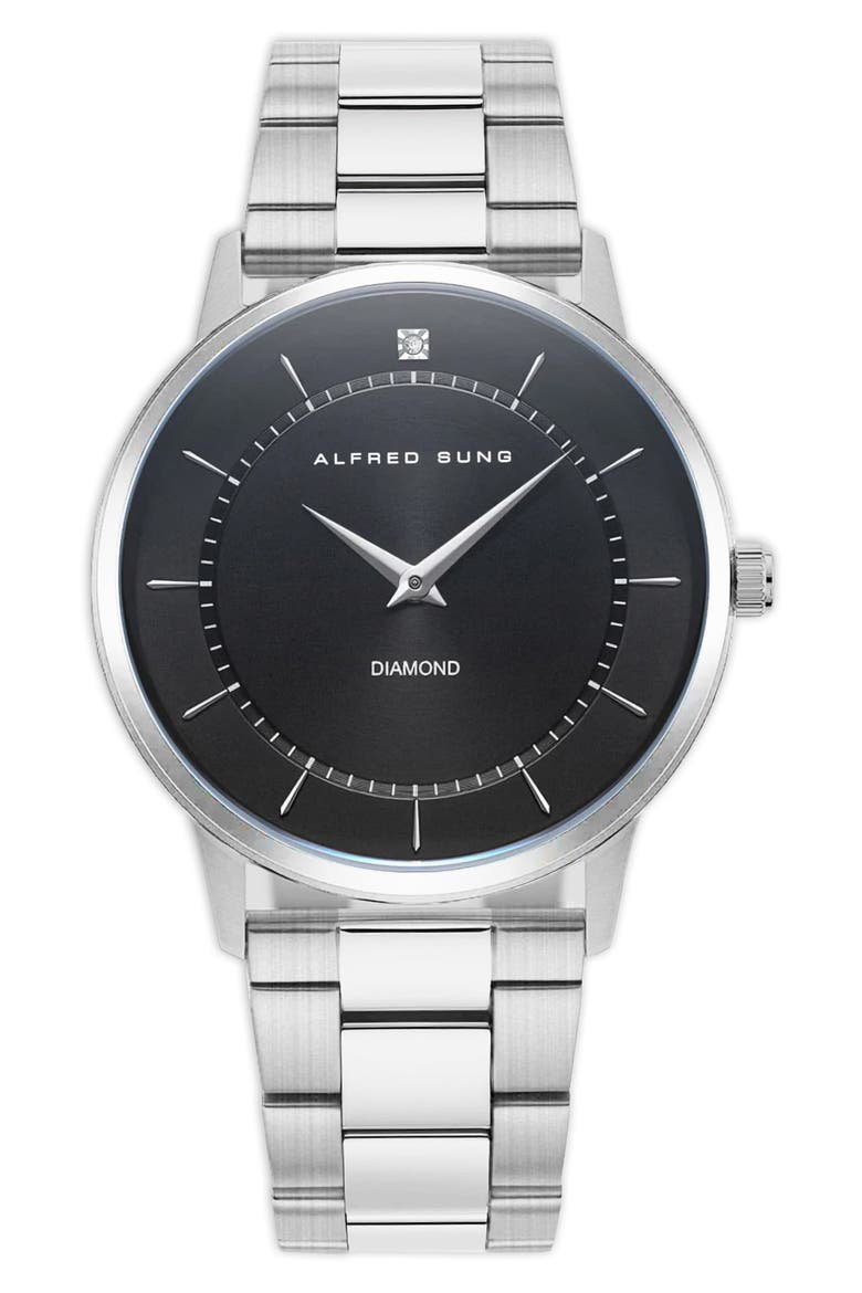 Diamond Dial Bracelet Watch, 42mm, Main, color, SILVER