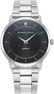Alfred Sung Diamond Dial Bracelet Watch, 42mm