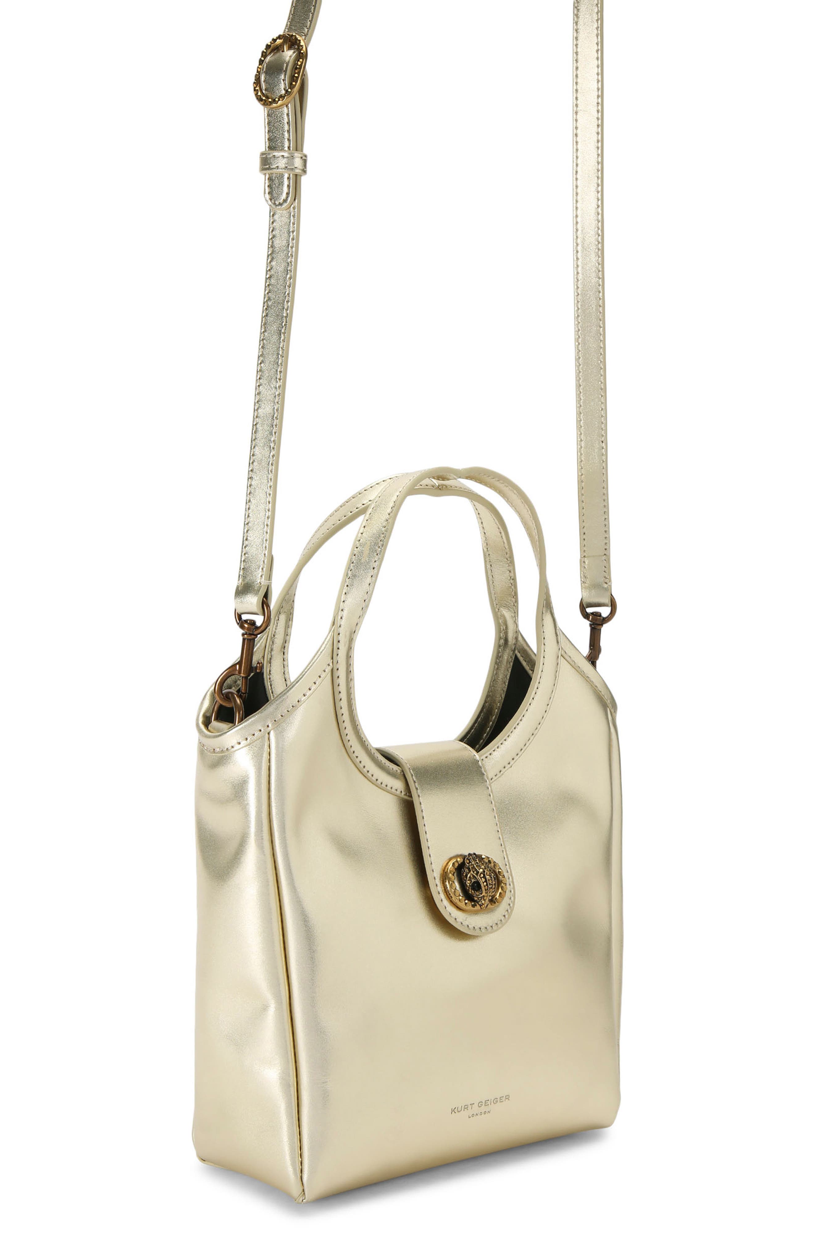 Kurt Geiger London Small Chelsea Metallic Leather Tote, Alternate, color, 