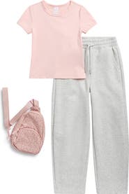 YOGALICIOUS Kids' Mabel T-Shirt, Joggers & Mini Backpack 3-Piece Set