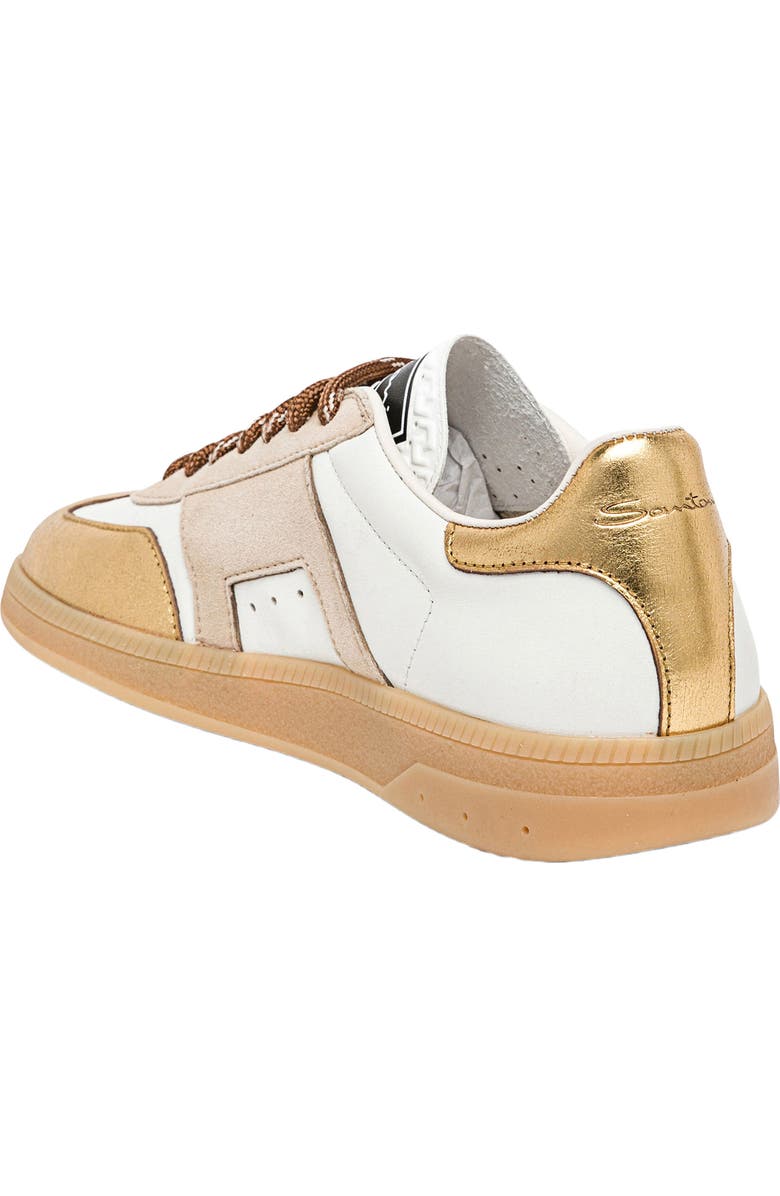 Santoni Women's leather and suede DBS Oly sneaker, Alternate, color, White/Beige/Silver
