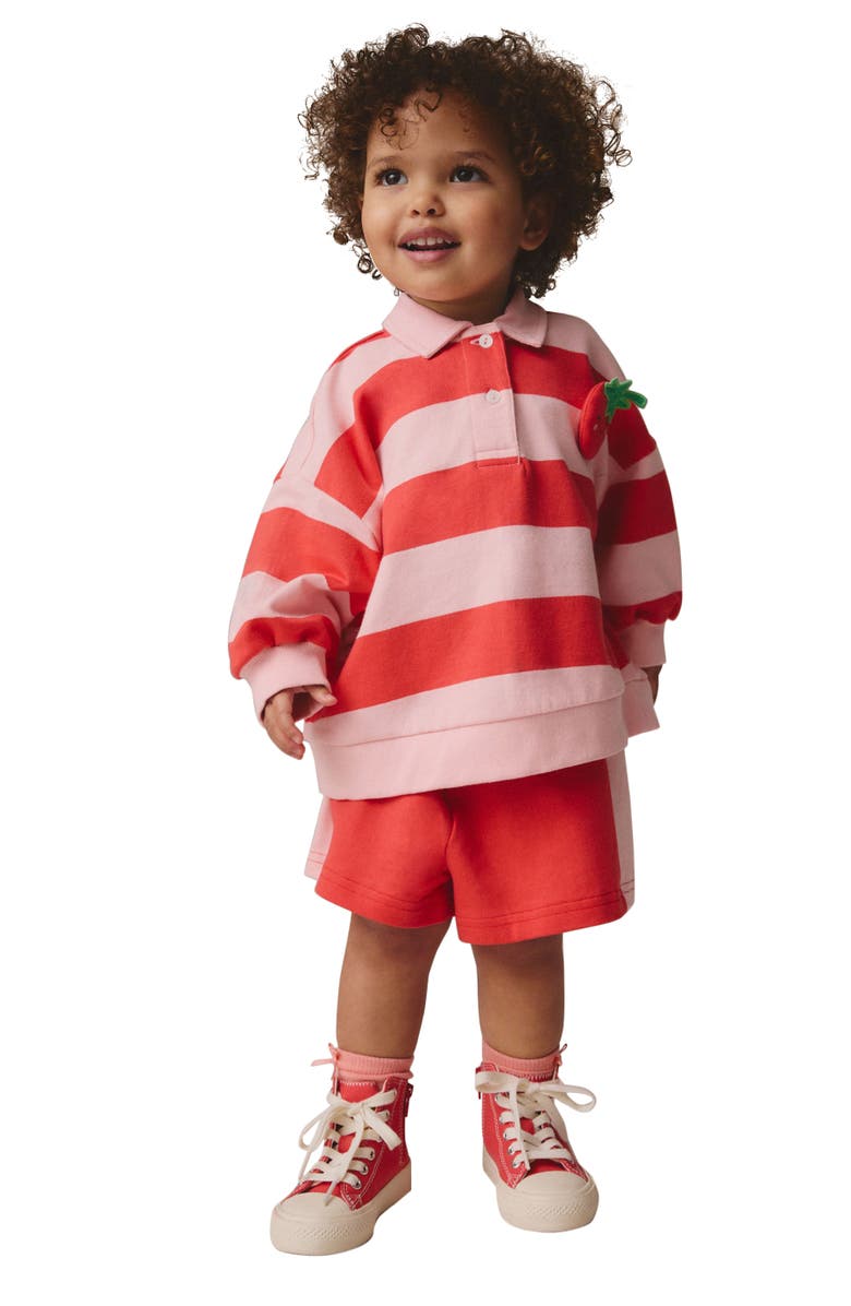 NEXT Kids' Strawberry Rugby Sweatshirt & Shorts Set, Alternate, color,