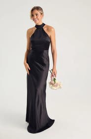 Six Stories Halter Neck Satin Bridesmaid Dress