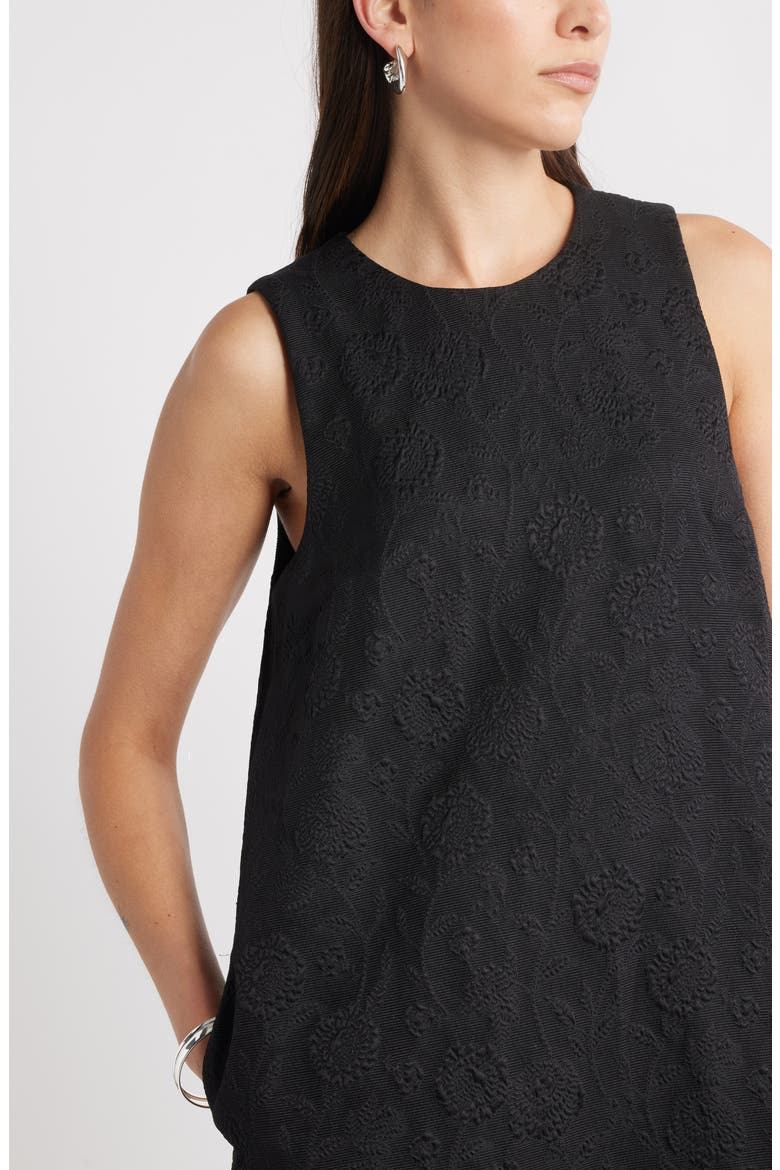 Sleeveless Jacquard Shift Dress, Alternate, color, BLACK TEXTURED JACQUARD