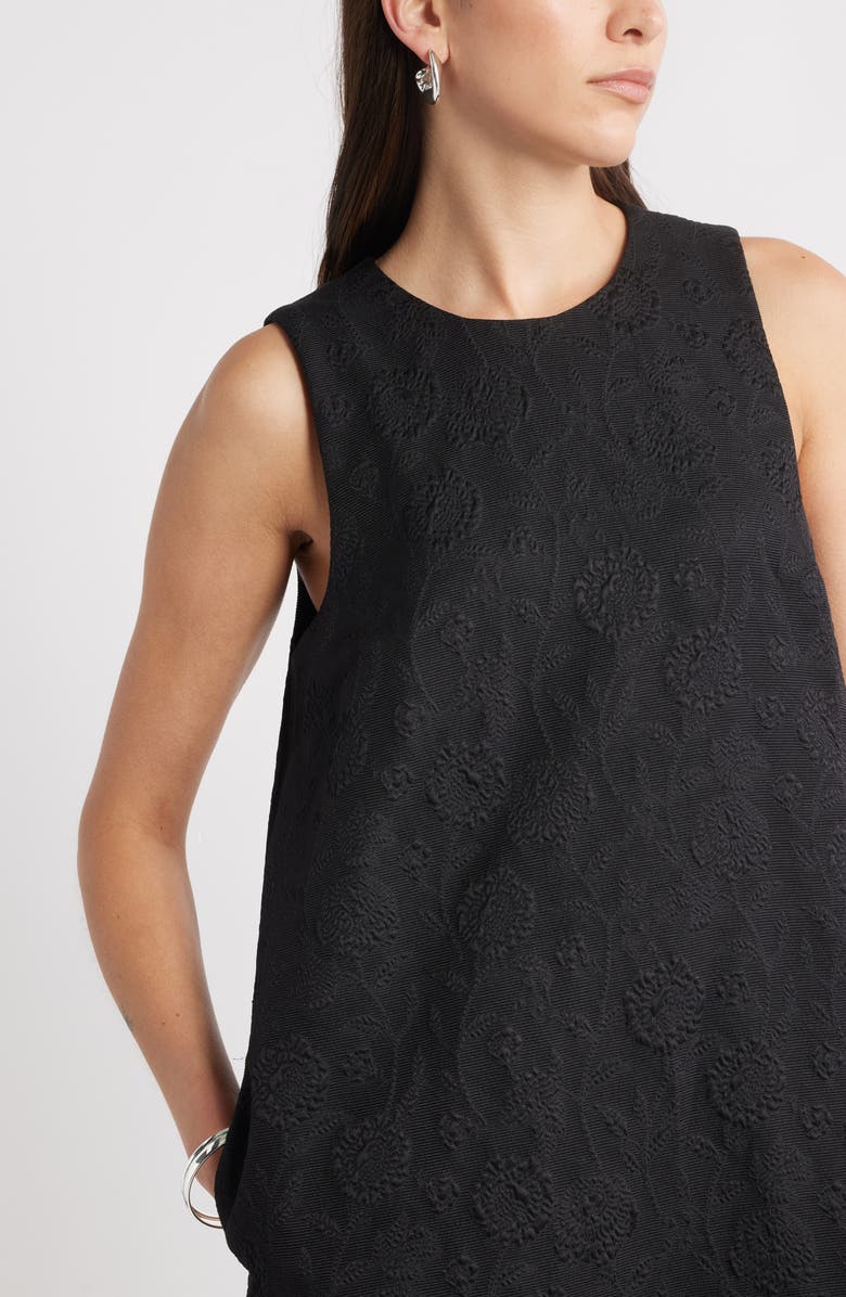 Caslon<sup>®</sup> Sleeveless Jacquard Shift Dress, Alternate, color, Black Textured Jacquard