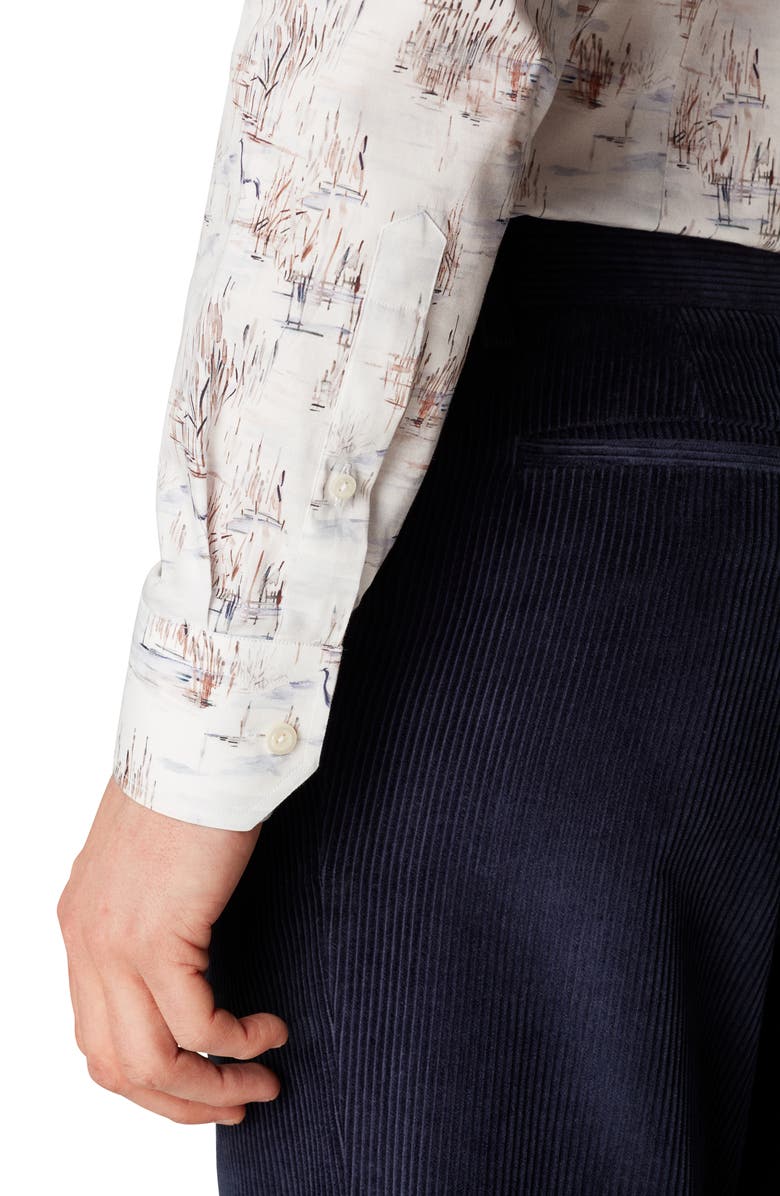 Eton Slim Fit Crane Print Shirt, Alternate, color,