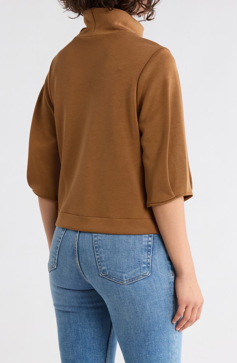 Democracy Mock Neck Crop Top, Alternate, color, Nutmeg