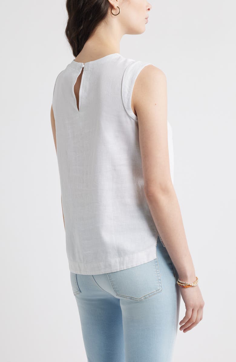Caslon<sup>®</sup> Cap Sleeve Linen Blend Top, Alternate, color, White