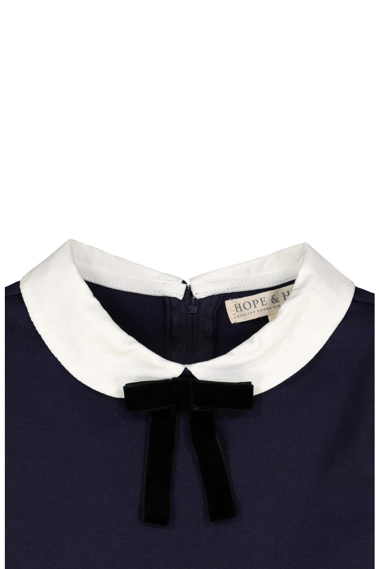 Girls' French Look Ponte Dress with Bow, Kids, Alternate, color, Navy
